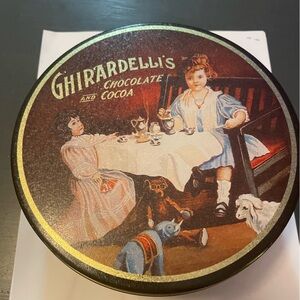 Ghirardelli Gold and Black tea party Tin see pics